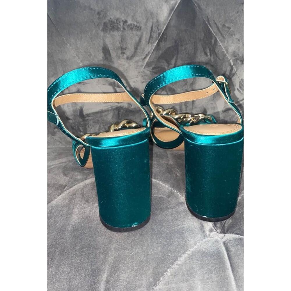 ASOS Women’s Shoes Green Satin Gold Embellishment Size 7 New - Picture 4 of 6
